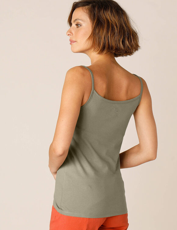 Débardeur fines bretelles coton uni (kaki) Débardeur fines bretelles coton uni (kaki)